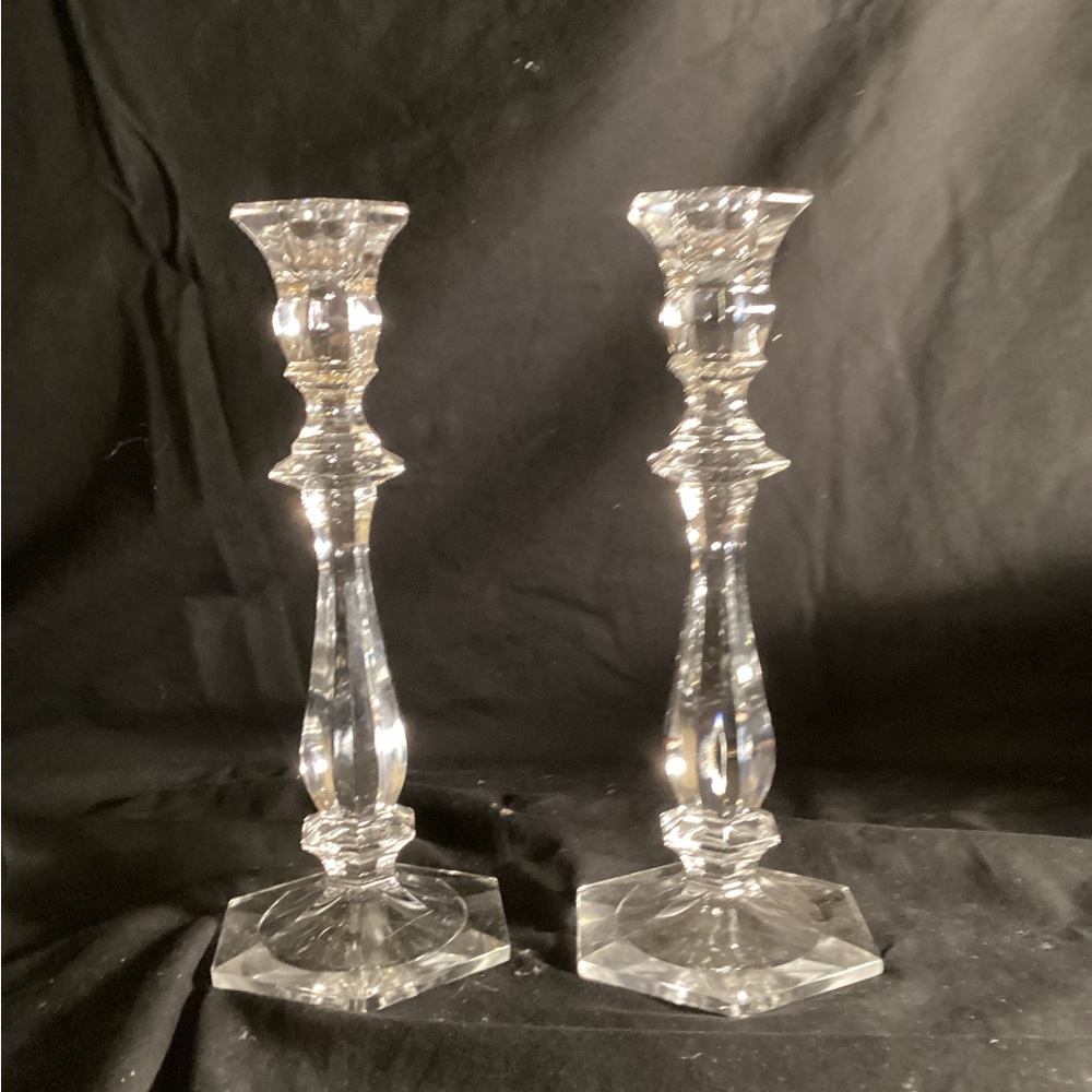 Imperial glass full lead crystal tapered candlesticks/2. Made in Czech Rep.